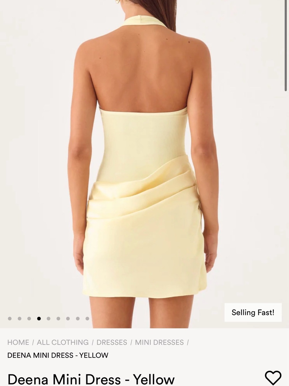 Peppermayo Halter Deena Mini Dress in Pale Yellow - Picture 2 of 3